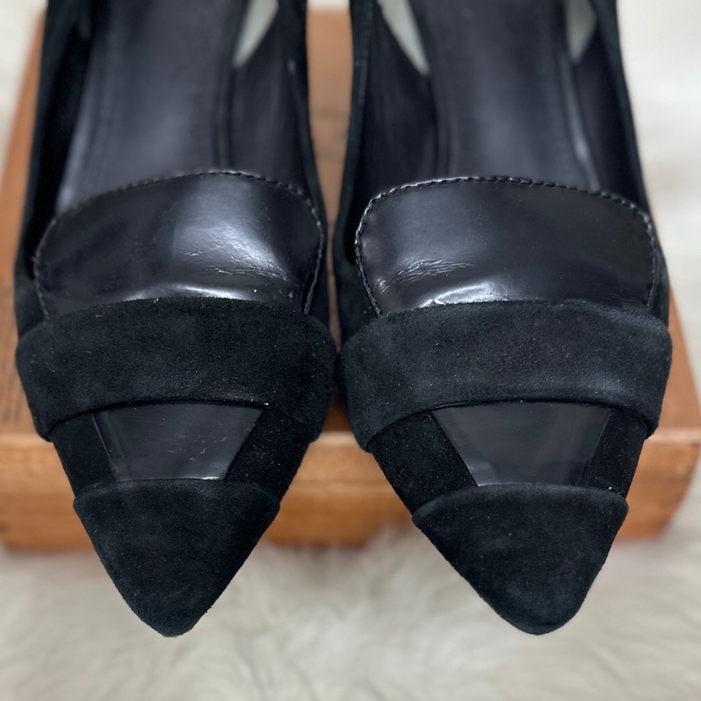 Tory Burch Saray Black Leather Suede Heels [S5411] - Picture 4 of 11